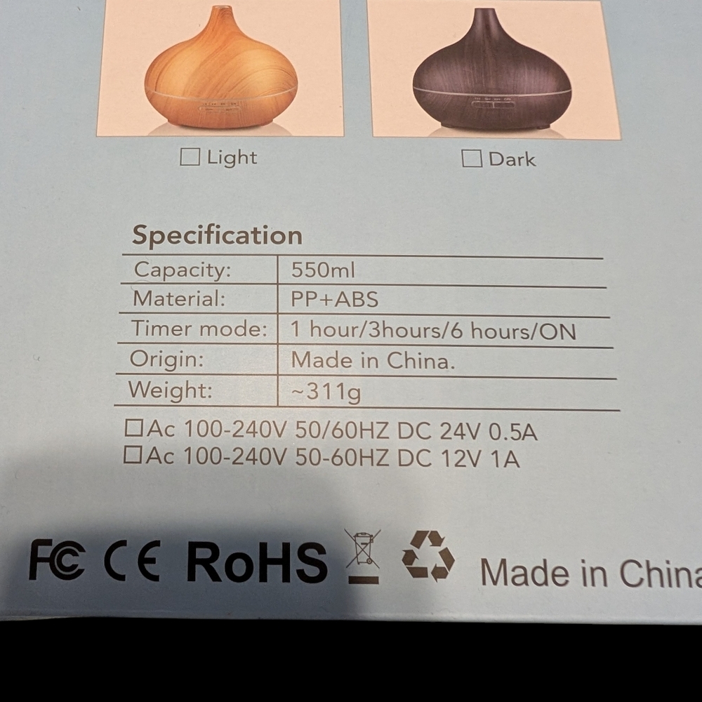 Dark Wood Grain Essential Oil Diffuser with Remote New In Box - Picture 4 of 4